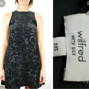 Aritzia Wilfred black velvet patterned dress